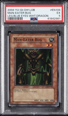 2004 YU-GI-OH! LOB-LEGEND OF BLUE EYES WHITE DRAGON #EN108 MAN-EATER BUG PSA 5-image