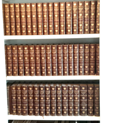 1900 Huge Leather Set SIR WALTER SCOTT WAVERLY NOVELS ANTIQUE LIBRARY 51 Vol-image