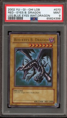 Yu-Gi-Oh! Red-Eyes B. Dragon Legend of Blue Eyes Unlimited LOB-070 PSA 9 Mint-image