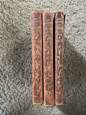WORKS of EDGAR ALLAN POE  Nelson 1905 3 Vol set  LEATHER-image