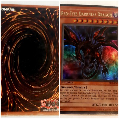 Konami Yu-Gi-Oh TCG 1ST EDITION CARD RED-EYES DARKNESS DRAGON EN001-image