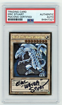 PSA Signed Eric Stuart Blue Eyes White Dragon 1st Ed. PGL2-EN080 Premium Gold-image