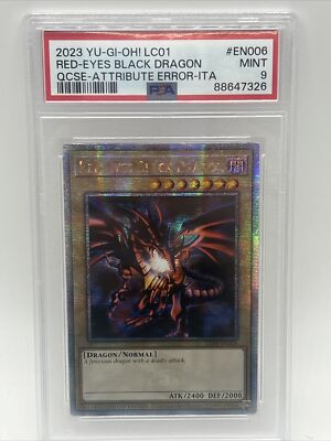 PSA 9 Red-Eyes Black Dragon Quarter Century 25th YuGiOh LC01 Attribute Error-image