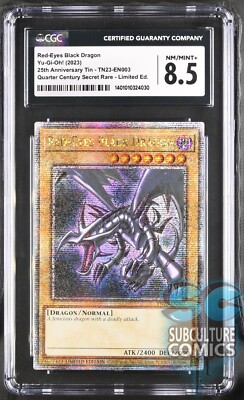 YU-GI-OH - RED-EYES BLACK DRAGON - QTR. CENTURY PRISMATIC SR - CGC 8.5 NM/MINT+-image