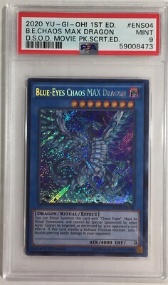 YUGIOH! PSA MINT 9 BLUE-EYES CHAOS MAX DRAGON MVP1-ENS04 SECRET 1ST EDITION DSOD-image