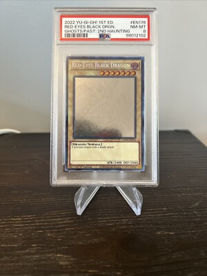 PSA 8 - Yu-Gi-Oh! Red Eyes Black Dragon Ghost Rare 1st Edition GFP2-EN176-image