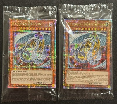 2023 YUGIOH MP23 DUELING HEROES 1ST ED QC SECRET RARE RAINBOW DRAGON X2 NM SET-image