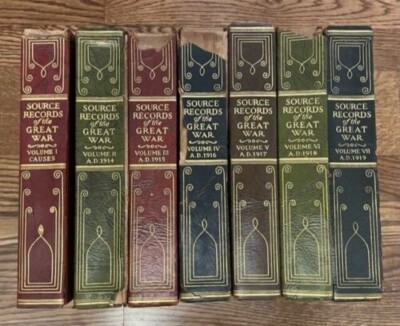 1923 7 Volume Set of Source Records of The Great War - Registered Copy Leather-image