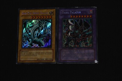 Yugioh Card Lot MP-HP Secret Rare Blue-Eyes White Dragon BPT & Dark Paladin DMG-image