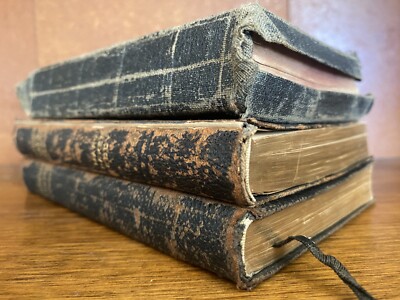 Antique Religious Book Set Holy Bible SCIENCE AND HEALTH  1914 Hymnal Key Scrip-image