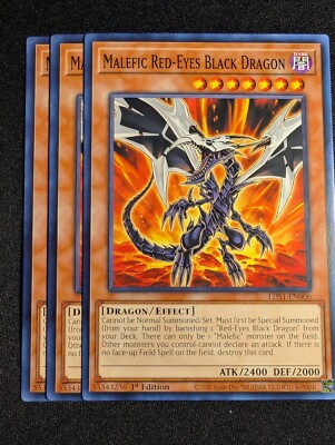 Yugioh - 3x Malefic Red-Eyes Black Dragon LDS1-EN006 1st Edition Common NM-image