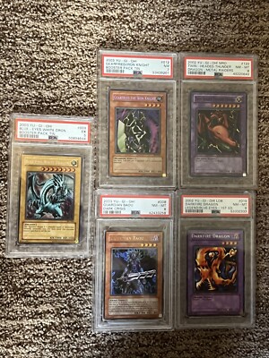 Lot Of 5 Yugioh Psa Blue Eyes White Dragon Gearfried bpt lob-image