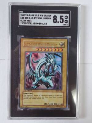 Yugioh Blue Eyes White Dragon Ultra Rare LOB-001 1st Edition SGC8.5-image