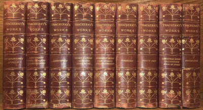 LEATHER Set;WORKS OF THACKERAY! Not Complete Some Splitting Damaged Poor Splits-image