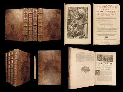 1699 FAMOUS Louis Moreri Historical Dictionary RARE Encyclopedia HUGE 4v SET-image