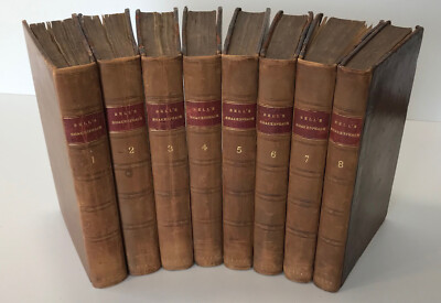 Complete 8-Volume Leather Set of Shakespeare's Works 1774 ~ Bell's Illlustrated -image