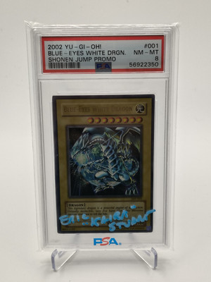 2002 Yugioh Blue-Eyes White Dragon JMP-001 Shonen Jump Promo Artist Signed-image
