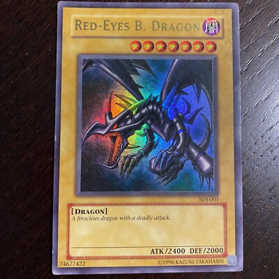 1996 Yu-gi-Oh! Red-Eyes B. Dragon Holo Rare Card SDJ-001 Lightly Played-image
