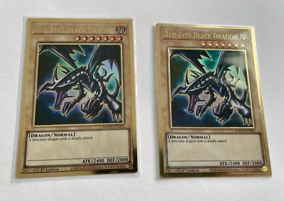 😍 2 x Yugioh Red-Eyes Black Dragon MAGO-EN003 1st Edition English-image