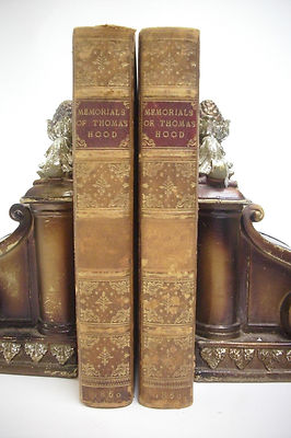 1860 First Edition MEMORIALS OF THOMAS HOOD *2 Volume Set*Leather*London-image