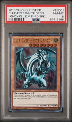 Yu-Gi-Oh! Blue-Eyes White Dragon Legendary Col. Kaiba Lckc-En001 Red Spark PSA 8-image