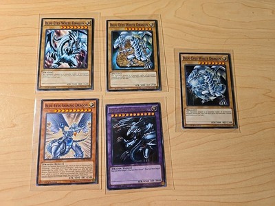 1996 Blue-Eyes White, Shining Amd Ultimate Dragon 5 YuGiOh Card Set 1st Editions-image