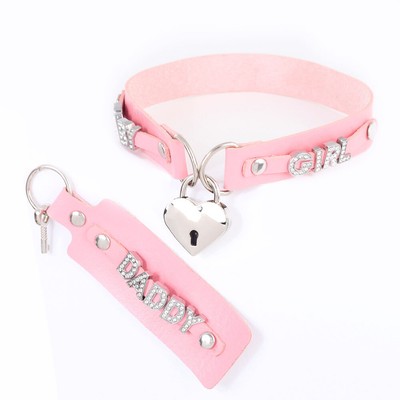Custom Necklace BDSM Gift DIY MASTERS TOY Choker Collar Heart LOCK Pu Leather-image