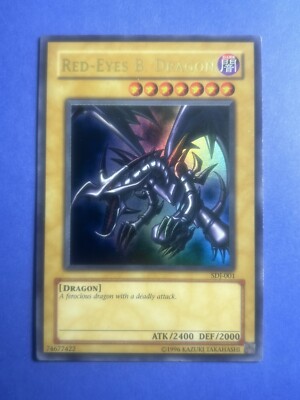 Yugioh! TCG Red-Eyes Black Dragon sdj-001 Near Mint Card-image