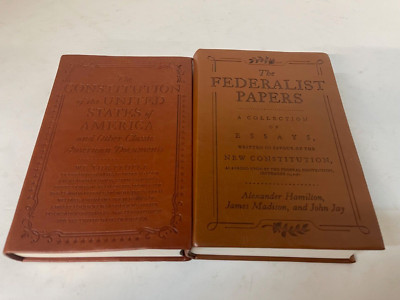 THE FEDERALIST PAPERS & US CONSTITUTION Set of 2 Faux Leather Deluxe Edition NEW-image
