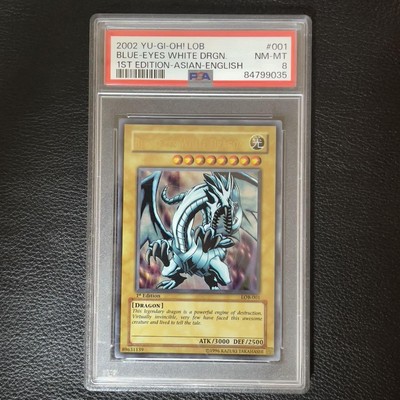 Yugioh Blue Eyes White Dragon Ultra Rare LOB-001 1st Edition PSA8-image