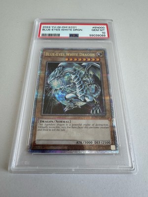 Blue-Eyes White Dragon Yugioh 2024 KC01-EN000 Quarter Century Secret Rare PSA 10-image