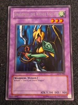 Yu-Gi-Oh Dragoness the Wicked Knight LOB-086 Legend Of Blue Eyes Rare LP-image