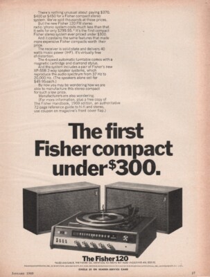 Fisher - Model 120 Stereo System - Original Magazine Ad - 1969-image