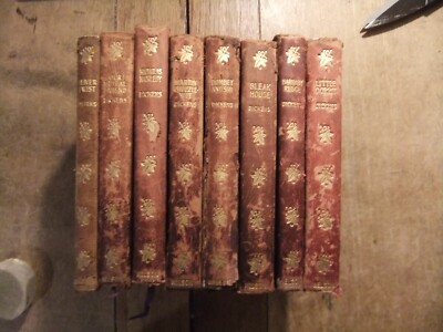 Charles Dickens  8 Vol. leather set Our Mutual Friend/Nicholas Nickleby/ etc-image