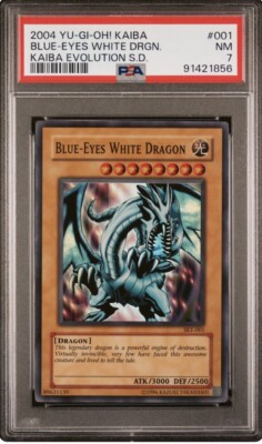 2004 Yugioh Kaiba Unlimited Blue-Eyes White Dragon SKE-001 Ultra Rare PSA 7-image