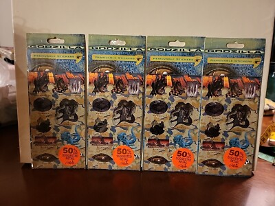 Vintage 1998 Godzilla Collectible Sticker Set x4 Stickety-doo-da, Boy Stickers -image