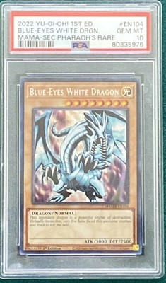 Yu-Gi-Oh! Blue-Eyes White Dragon MAMA-EN104 Secret Pharaoh Rare Card PSA 10 Gem-image