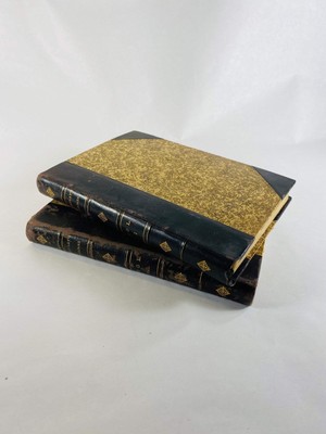 Antique leather brown Thackeray book set circa 1889 vintage book gilded gold vol-image