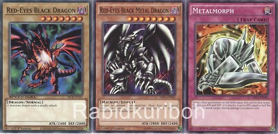 Yugioh Red-Eyes Black Dragon + Red-Eyes Black Metal Dragon + Metalmorph Set B.-image