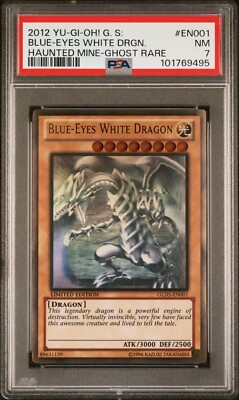 2012 Yu-Gi-Oh! Blue-Eyes White Dragon GLD5-EN001 Ghost Gold Rare PSA 7 NM-image