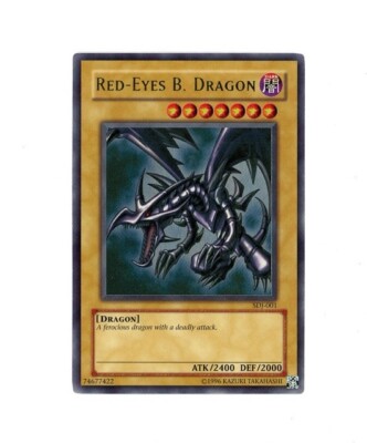 2002 YU-GI-OH! RED-EYES BLACK DRAGON HOLO SDJ-001 LP! -image