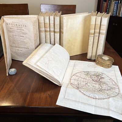 1802-1805 Leather Nuova Geografia Guthrie 10 Vol Atlas Book Set w/ MAPS-image