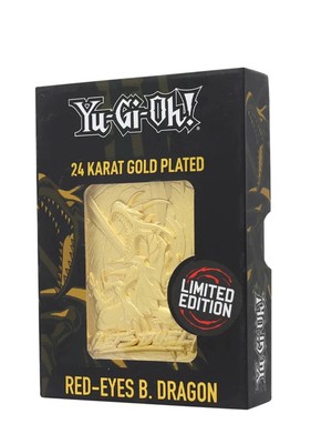 Yu-Gi-Oh! Limited Edition 24k Gold Plated Metal Card Red Eyes B. Dragon New-image