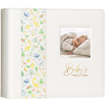 Keepsake Baby Memory Book Girl Boy – Timeless Leather-Bound Baby Milestone Bo...-image