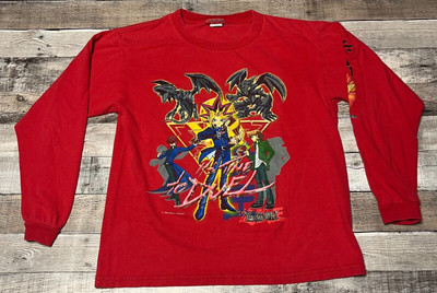Yu-Gi-Oh! Shirt Youth Large Red Vintage 90's Anime It's Time To Dual Card Game-image