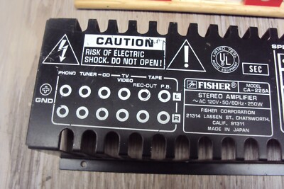 Fisher CA-225A Amplifier Heat Sink Cover. Tested. Parting Out Entire CA-225A-image