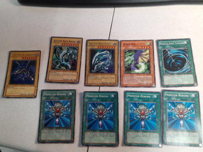 YuGiOh! Card Red Eyes B. Dragon White Monster Reborn Blue Spirit Ryu Mystical Sp-image