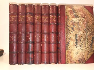LEATHER Set; LIFE OF SIR WALTER SCOTT! 1837 FIRST EDITION! Original Complete-image