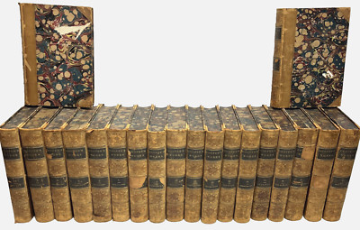 Antique 1861 20 Volume Set James Fenimore Cooper's Works Leather Bound Illustrtd-image