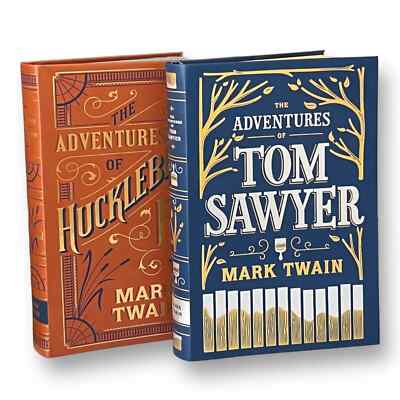 THE ADVENTURES OF TOM SAWYER, HUCKLEBERRY FINN - Set of 2 MARK TWAIN Flexi Bound-image